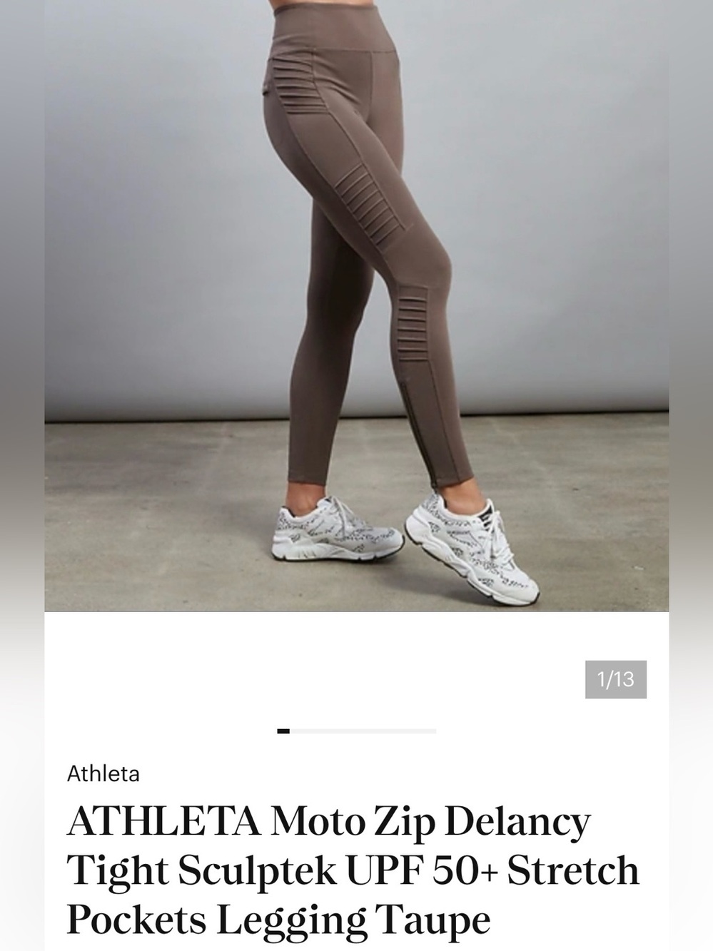 Athleta Delancey Moto leggings. Taupe. S
